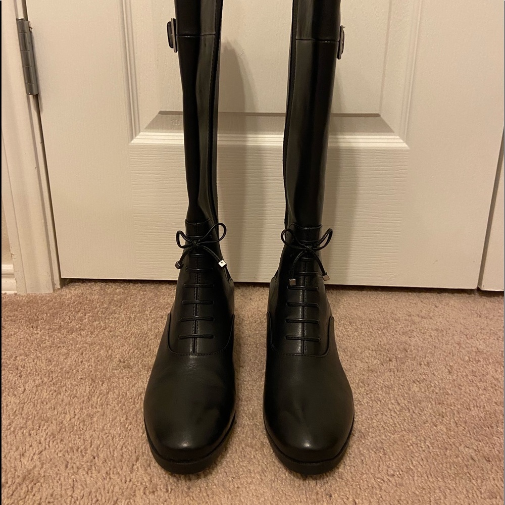 Adrienne Vittadini Black Riding Boots, Size 9M, Fine leather upper - never worn